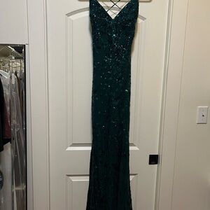 Lulu's Dark Green Sequin Dress